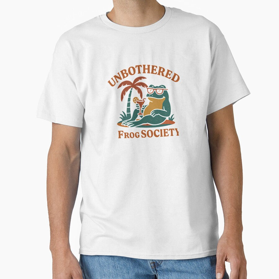 Unbothered Frog Society – Chill Retro Frog T-Shirt by Jojokoko12