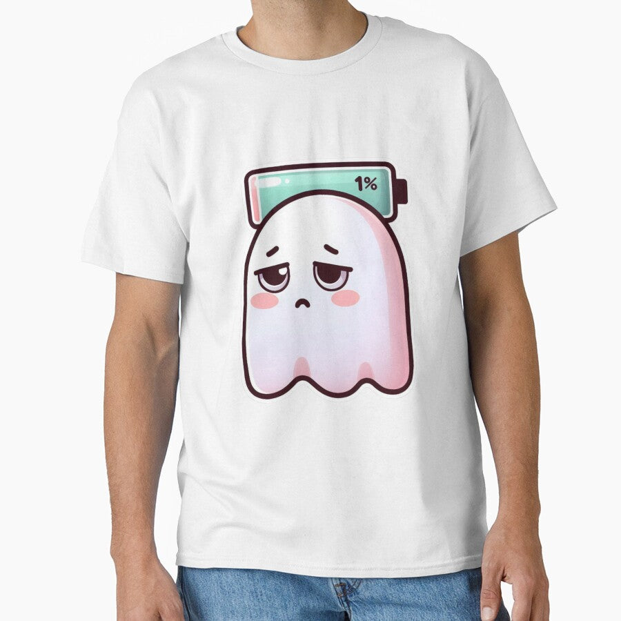 Ghost Low Battery 1% – Cute Introvert Ghost Minimal Design by Low Battery Society