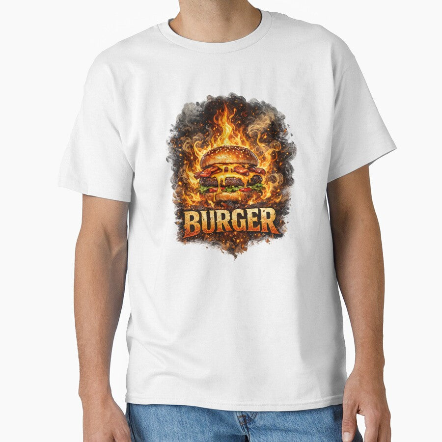 Fire Burger Flaming Cheeseburger BBQ Vintage Graphic by irfanshikh