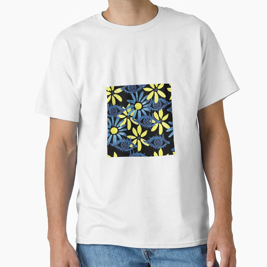 decorative watercolor yellow flowers on a black background by sonaadalian