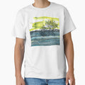 Watercolor blue and yellow landscape, abstract landscape, trees by anaozzart