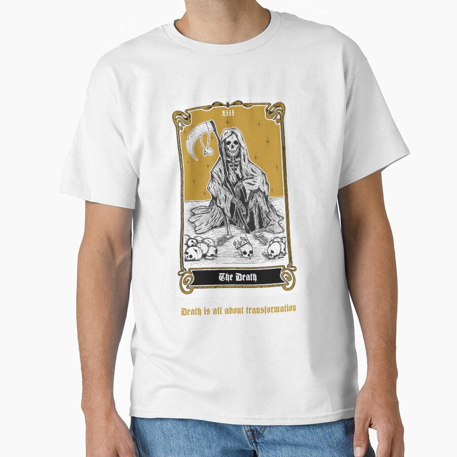 The Death Tarot Card Halloween Vintage Grim Reaper T-Shirt by bradandchloe