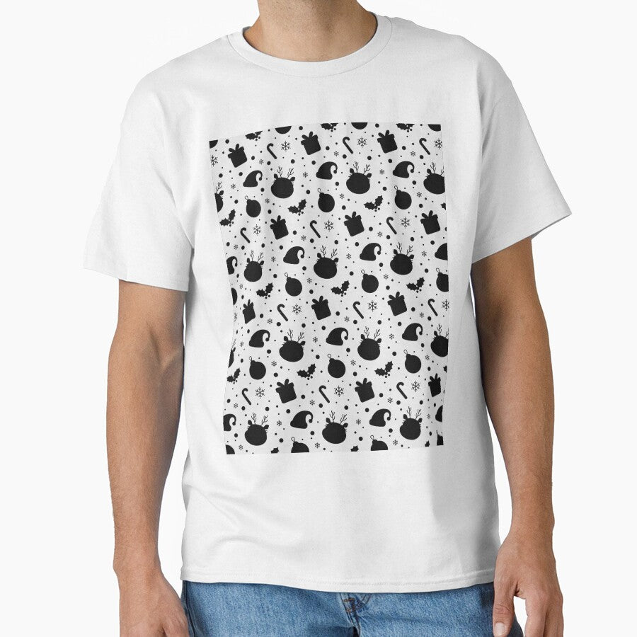 Black White Christmas Seamless Pattern by graphicnew