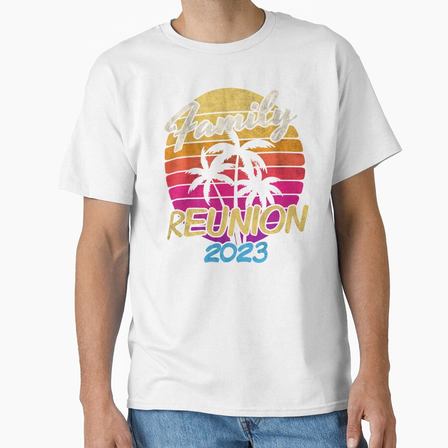 Family Reunion 2023 Matching family Vacation Retro Sunset Palm Trees by alenaz