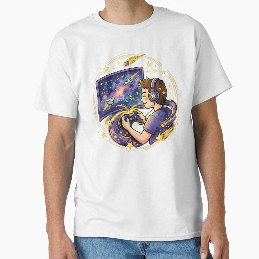 Galaxy Gamer Gift | Cute Space Gaming Controller | Cosmic Video Game Art | Kawaii Sci Fi Gamer Decor | Gaming Lover Illustration by Cosmic Doodle Co.