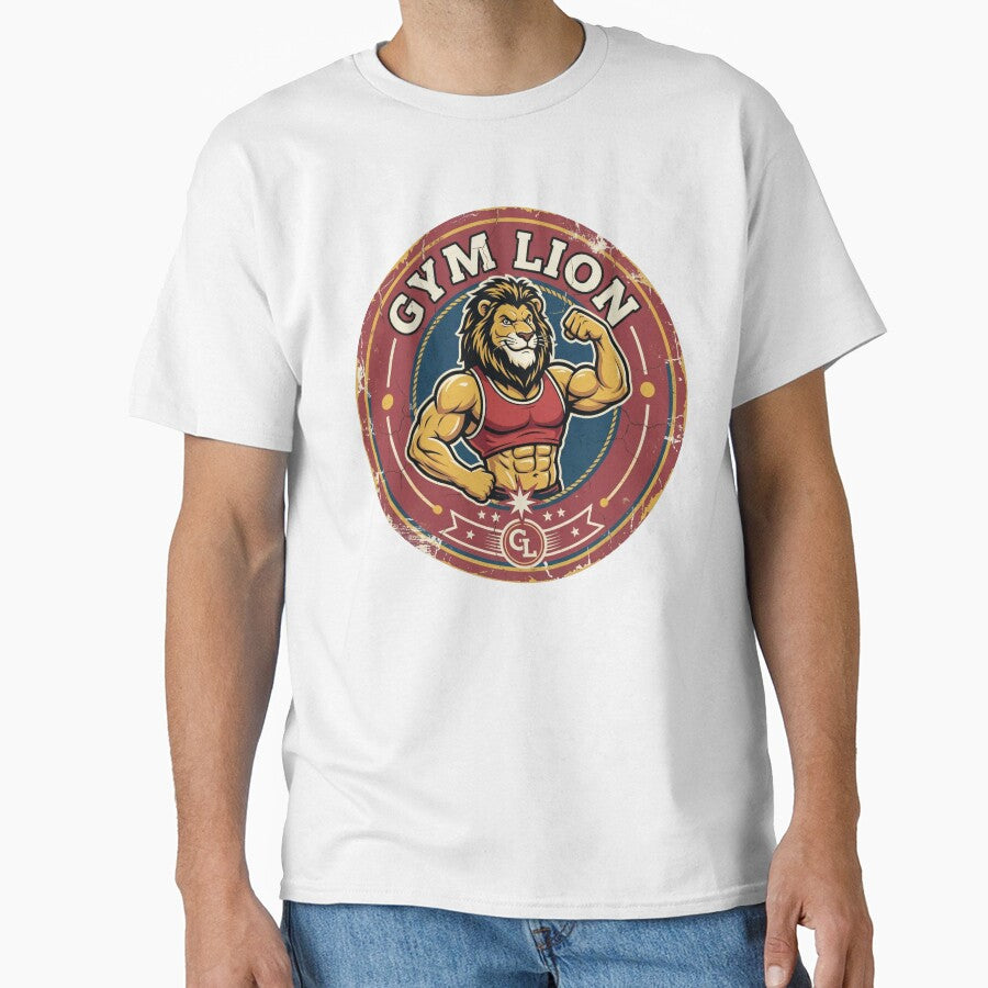 Gym Lion Strongman Vintage Retro Design – Funny Fitness Muscle Lion Graphic by TheStephanieRome