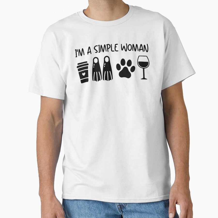 Women Scuba Diving Coffee Dog Wine - I'm A Simple Woman by gunaone-design