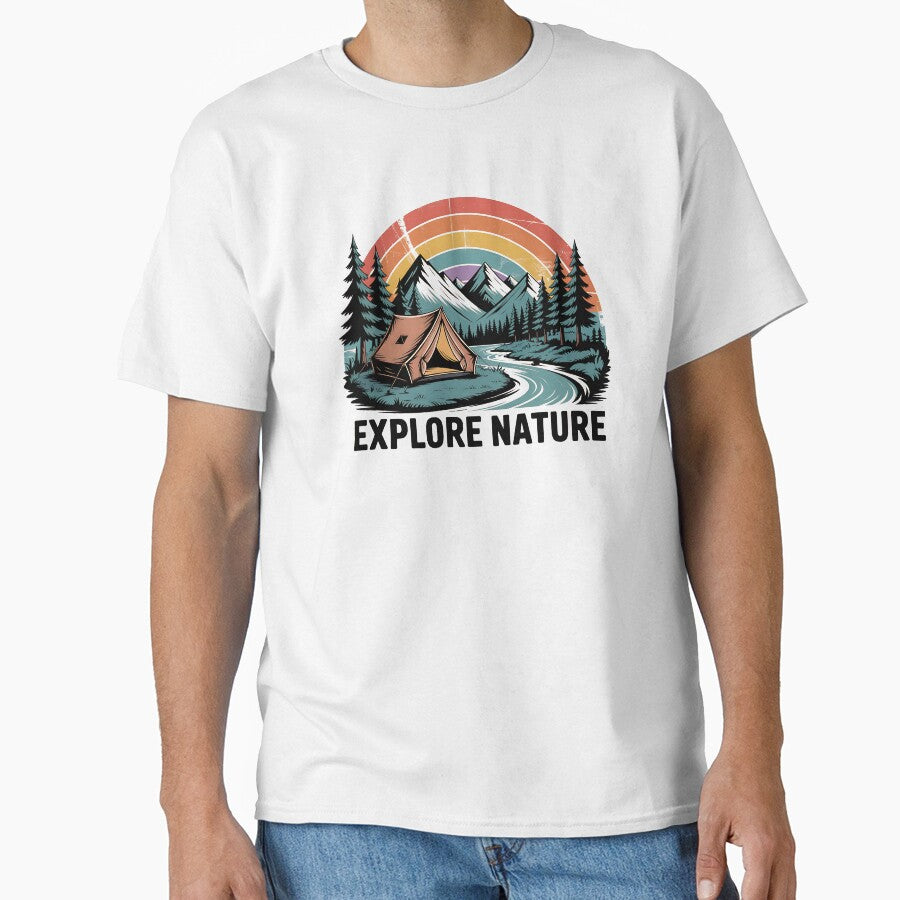 Explore Nature Camping Design | Mountain Tent Adventure Art | Outdoor Travel Retro Illustration by kengshutters