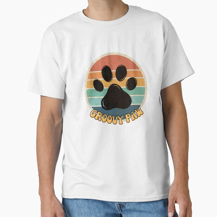 Retro Groovy Dog Paw Print - Vintage Aesthetic by Gapanaart