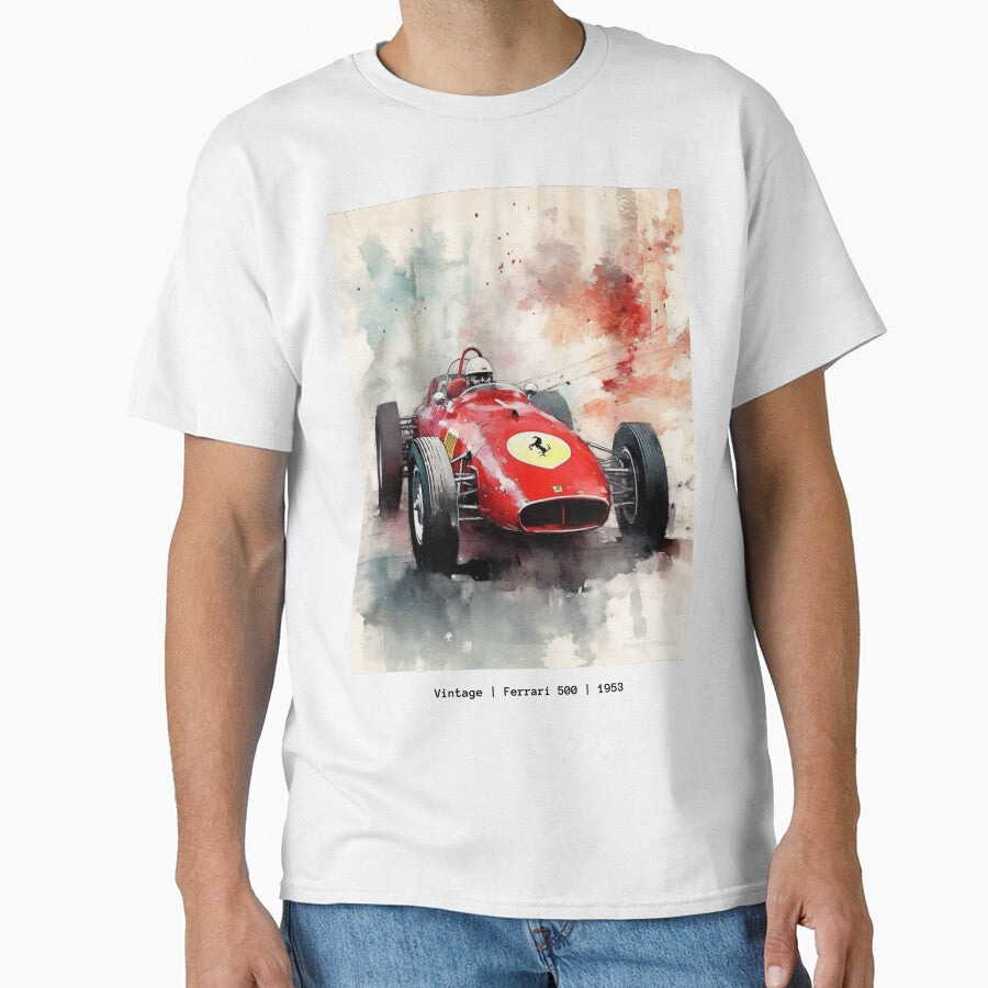 Ferrari 500 Vintage 1953 F1 Watercolour Painting Print by PicTechNowArt