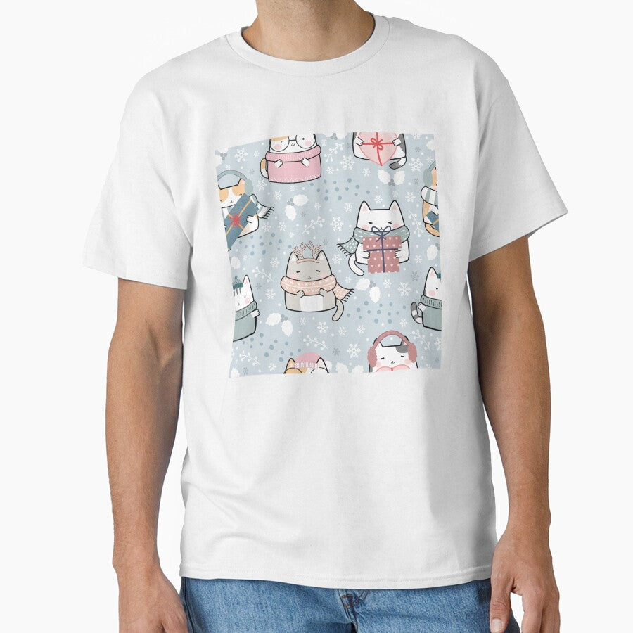 Christmas Cat Seamless Pattern by DAFIN