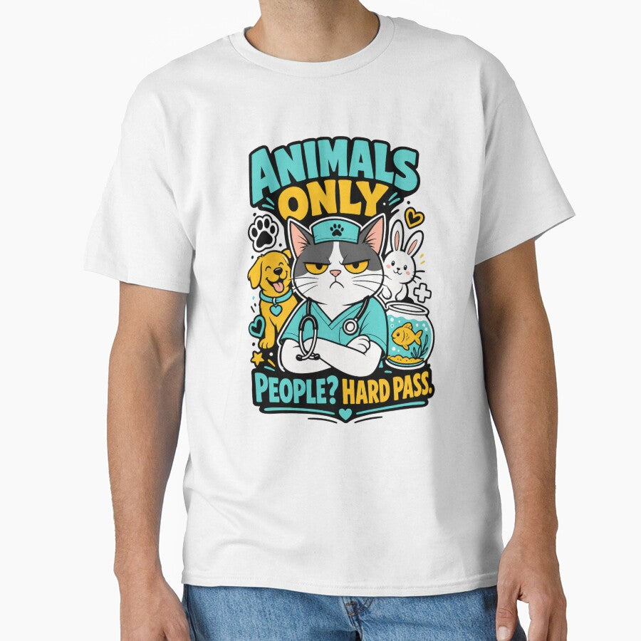 Vet Tech Funny Animals Only People Hard Pass by VisualArtsOasis