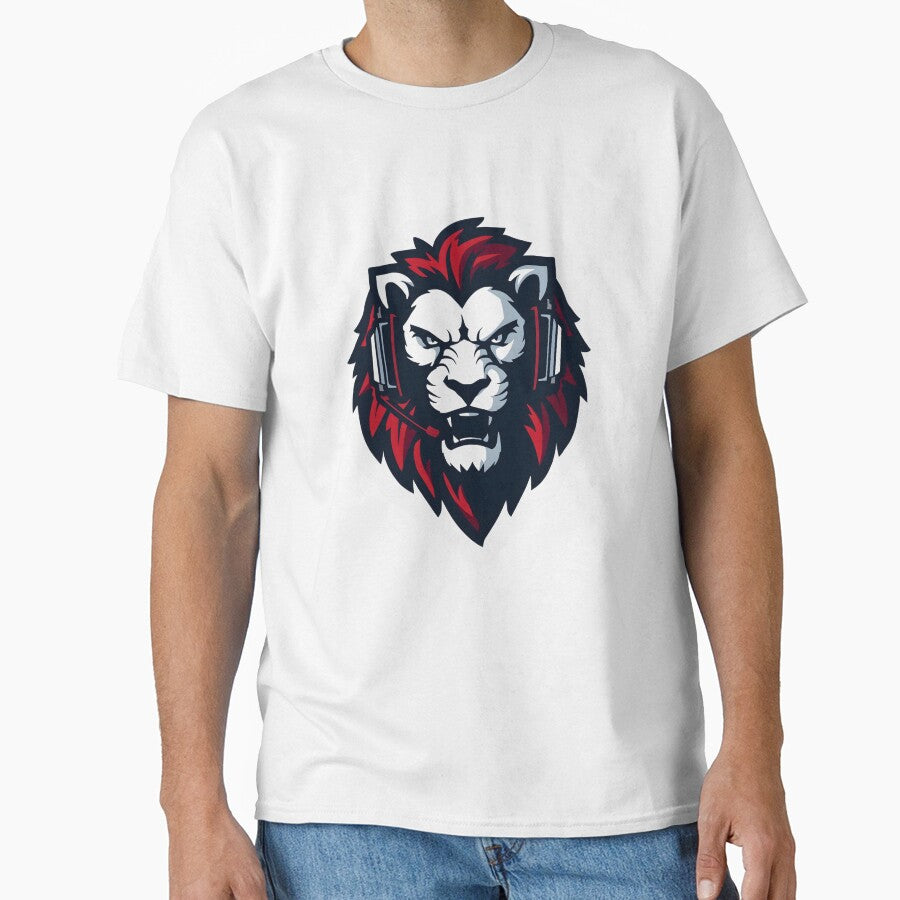 Gaming Lion Sticker with Headset by Kavya Art