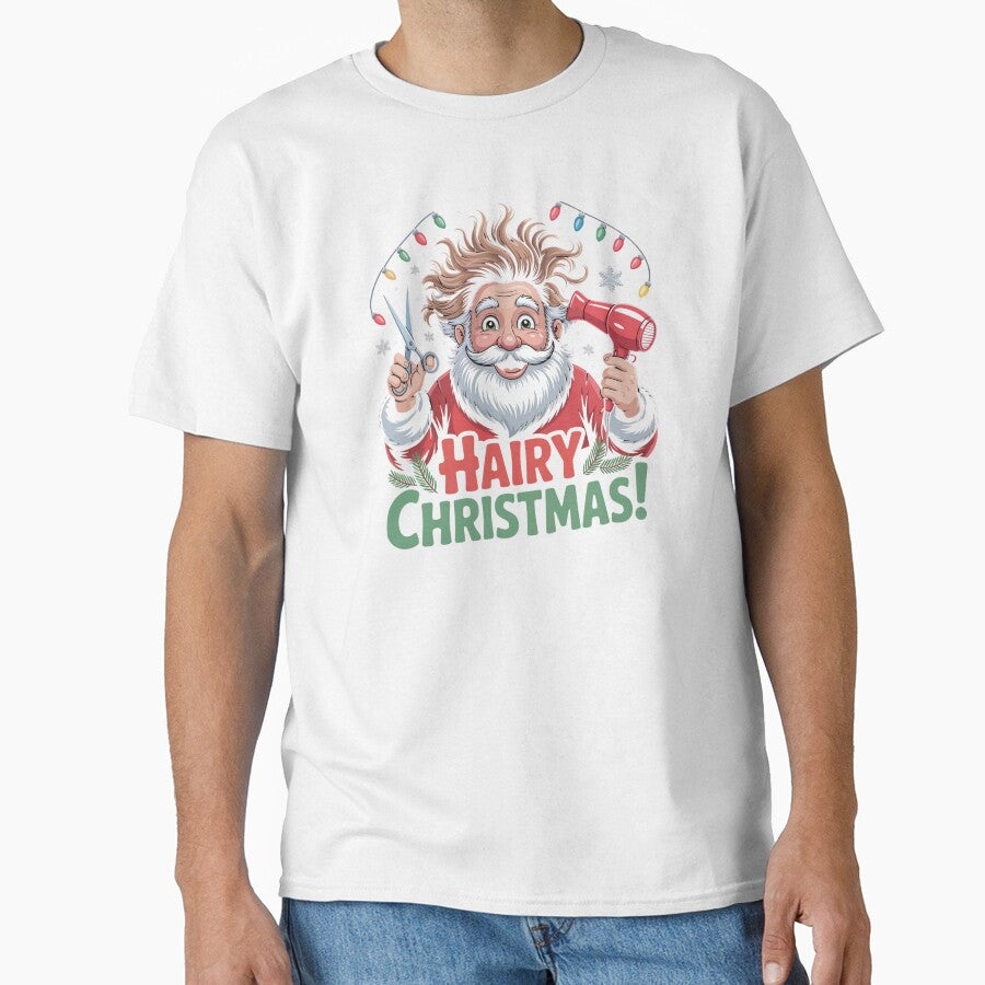 Hairy Christmas Hairdresser Messy Hair Santa by MadCatPrints