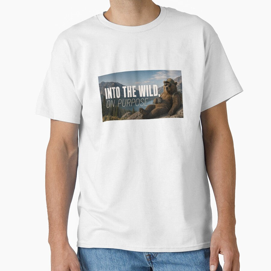 Into The Wild On Purpose – Funny Hiking Outdoor Typography Tee Sticker Hiker Gift by sharifex