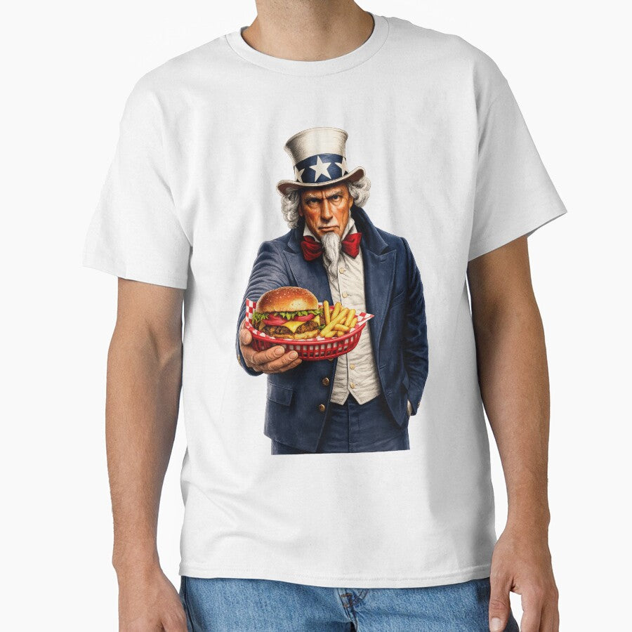 Funny Burger Lover Uncle Sam Patriotic BBQ Fast Food Humor Design by TheTrendsDesk