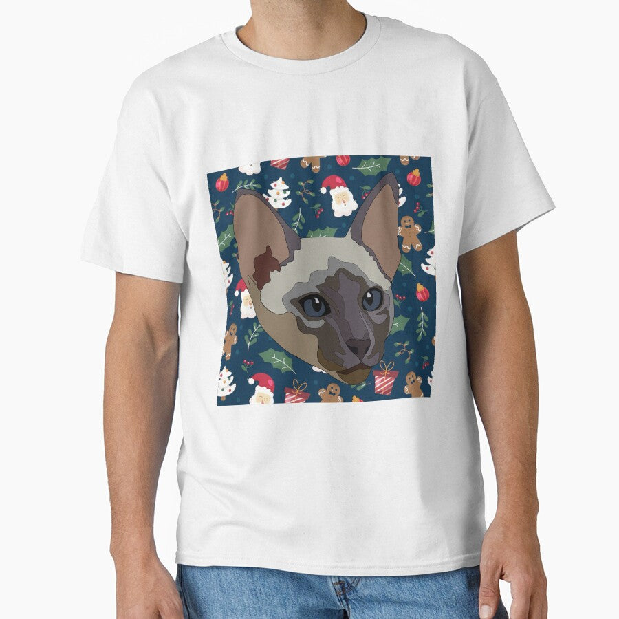 Christmas pattern Siamese cat by LeahcarsArt