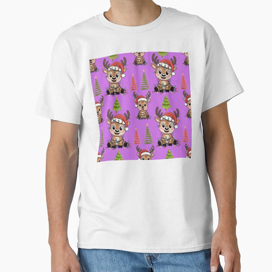 Cheerful Christmas Reindeer & Tree Pattern by Grang Art Artistic Designs