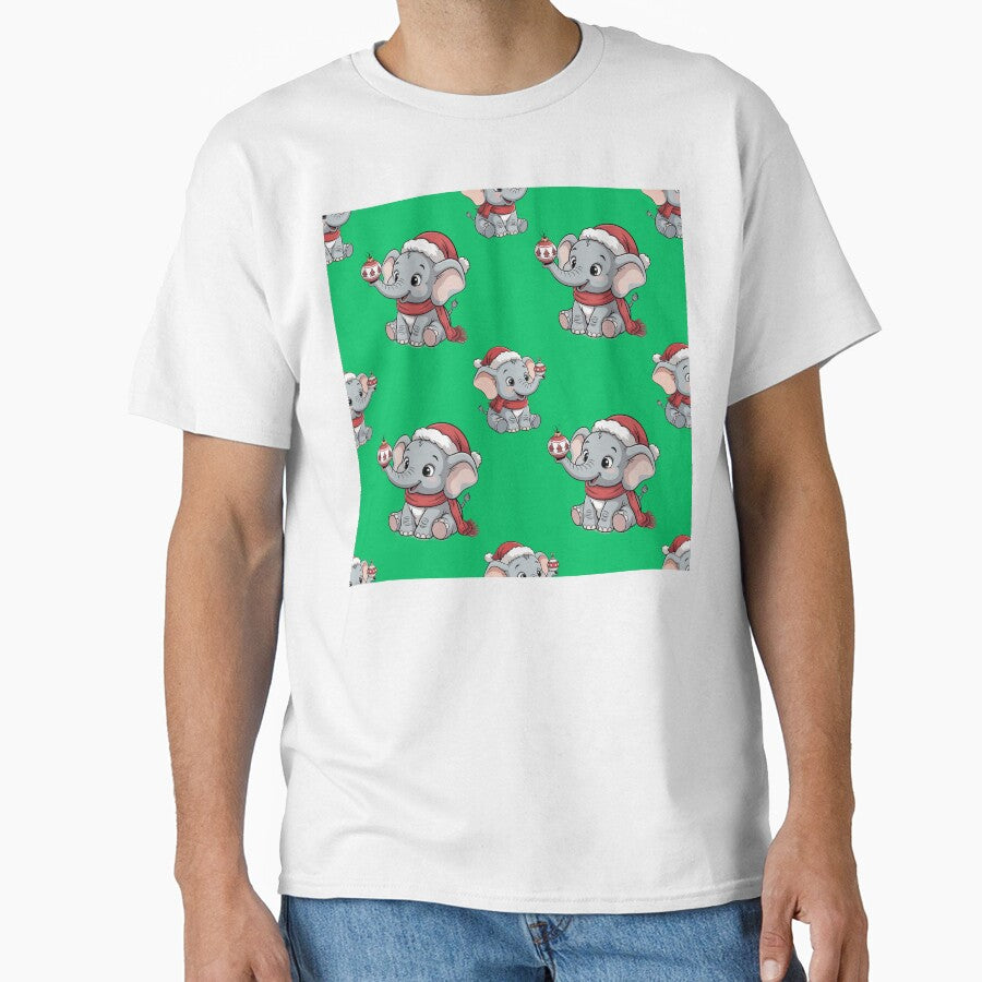 Kawaii Christmas Elephant Repeating Pattern by Grang Art Artistic Designs