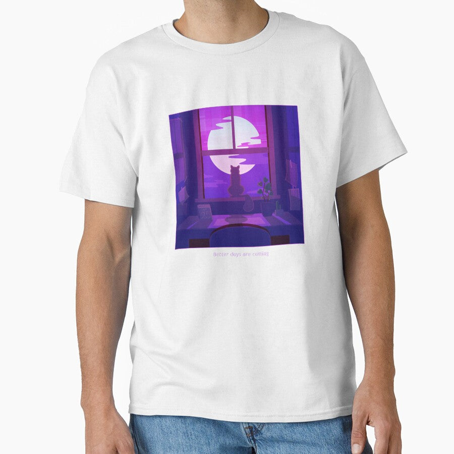Better Days Are Coming - Lofi Cat Vaporwave Sunset by Neon Purple Noodle Bar