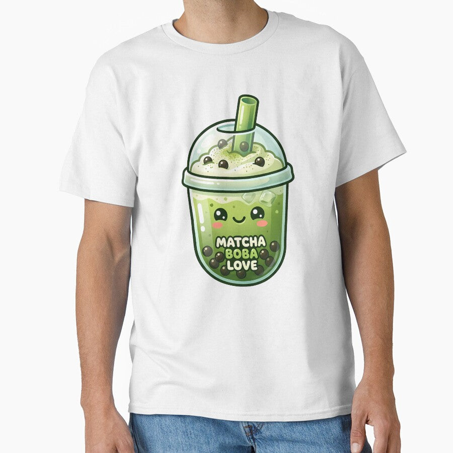 Cute Matcha Boba Tea – Kawaii Green Tea Bubble Tea Illustration by BobaBunny76