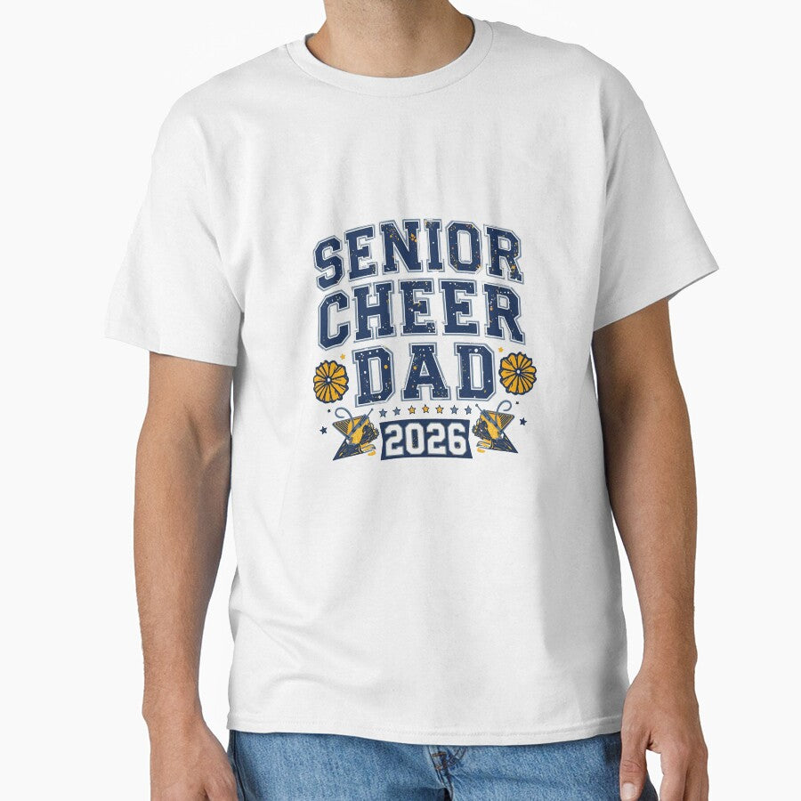 Senior Cheer Dad 2026 T‑Shirt | Proud Cheerleader Dad Class of 2026 Game‑Day Tee with Megaphone, School Colors, Senior Night by GAIDREDA