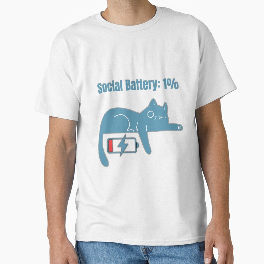 Social Battery 1% Funny Introvert Cat by Talisprojekt