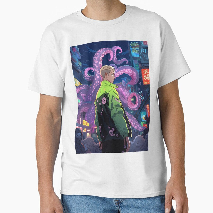New Monster anime boy in cyberpunk city with tentacles portrait art by TheArtistOf2022