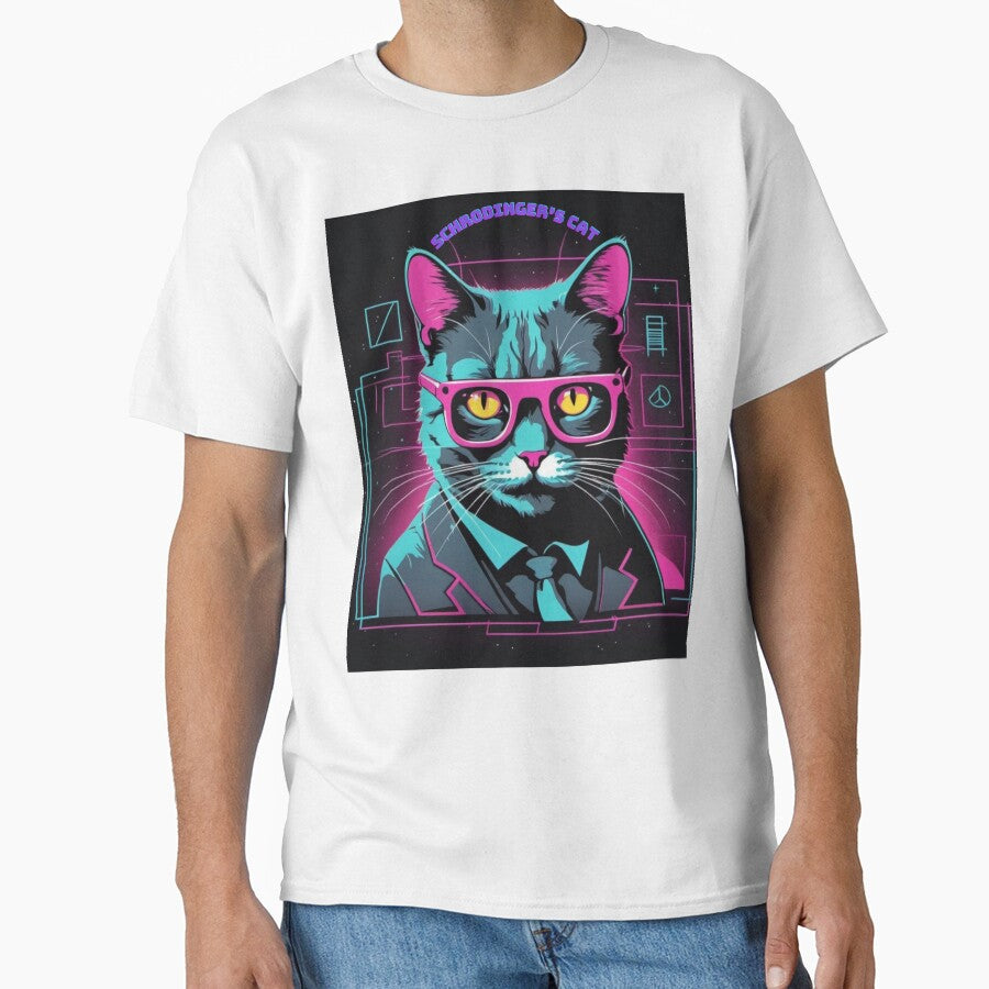 Retrowave Schrodinger's cat funny t-shirt by NebulaLabs