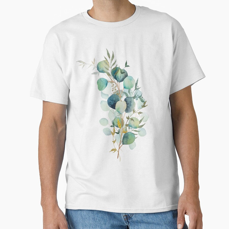 Print of eucalyptus branches watercolor leaves by Createssy