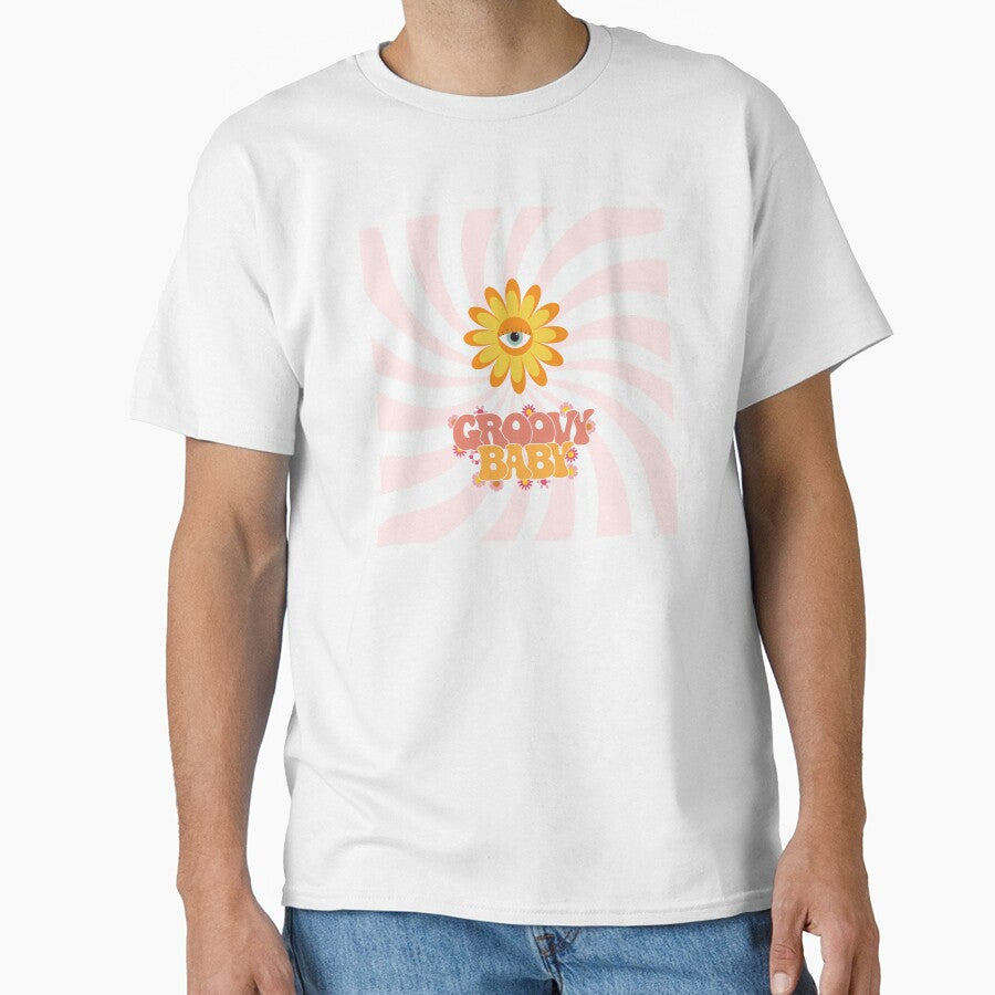 Groovy Baby – Retro 70s Psychedelic Flower Power Design with Trippy Eye by Pophands