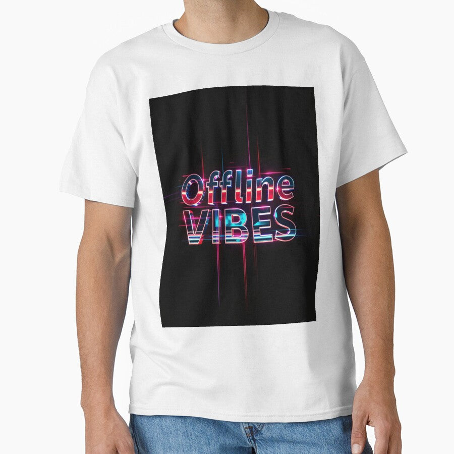 Offline Vibes – Retro Chrome Glitch Art Y2K Design by CMdigit