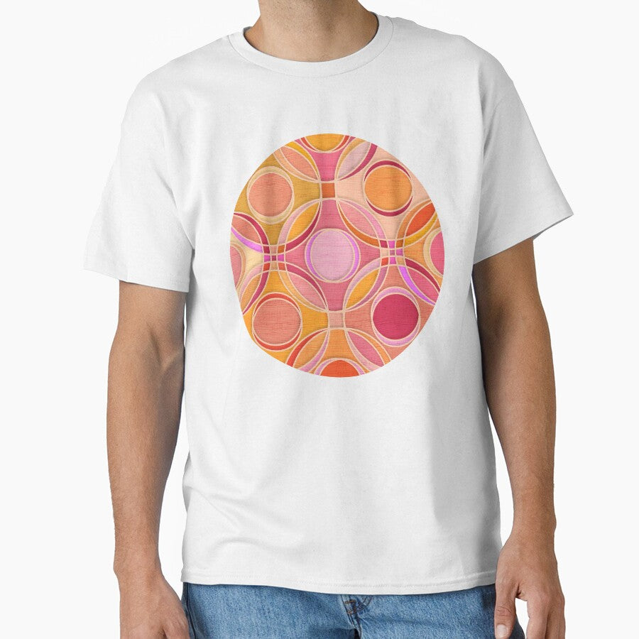 Textured Circles Geometric Abstract in Hot Pink and Orange by micklyn