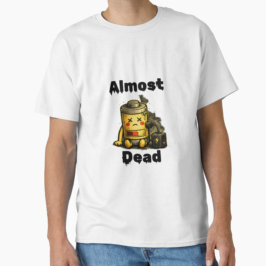 Social Battery Almost Dead Shirt – Low Energy Funny Introvert Aesthetic Tee by DesignTeamHub