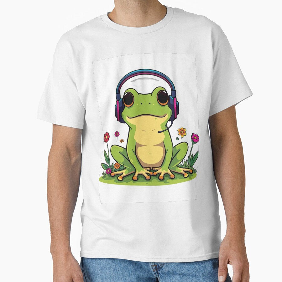 Cute Gamer Frog with Headphones by redblink store