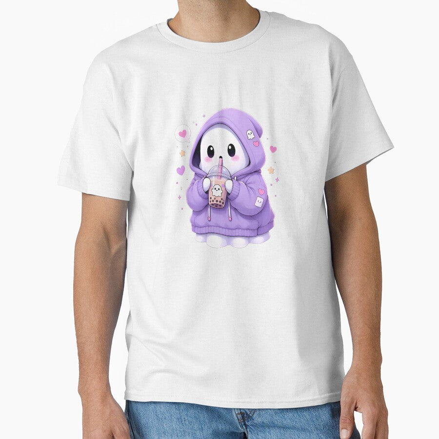 Cute chubby ghost wearing oversized hoodie by : CraftyVibes