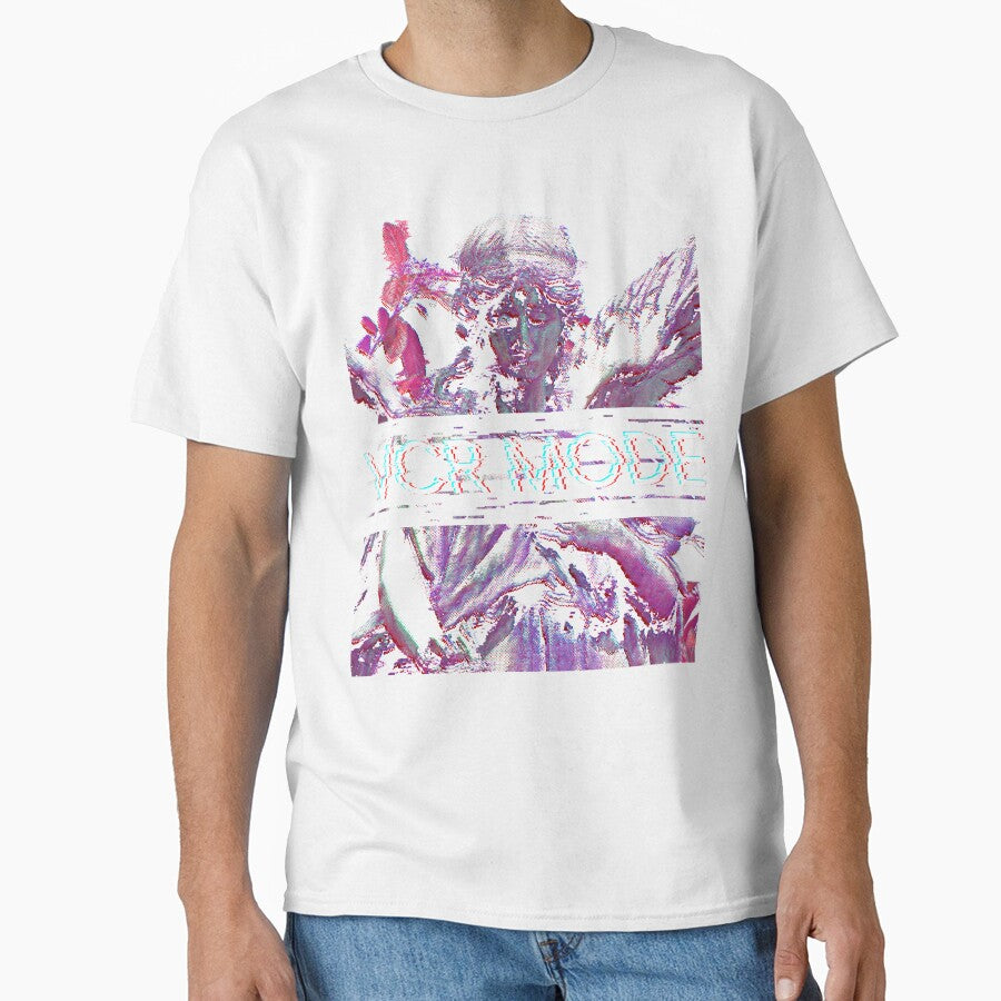 Vaporwave Synthwave Angel Vcr-Mode Glitch print by D-C-Designs