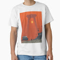Dystopian Sci Fi Landscape Digital Art Cyberpunk Wall Decor Orange Sunset Poster Future Concept Print by MetroEnvision