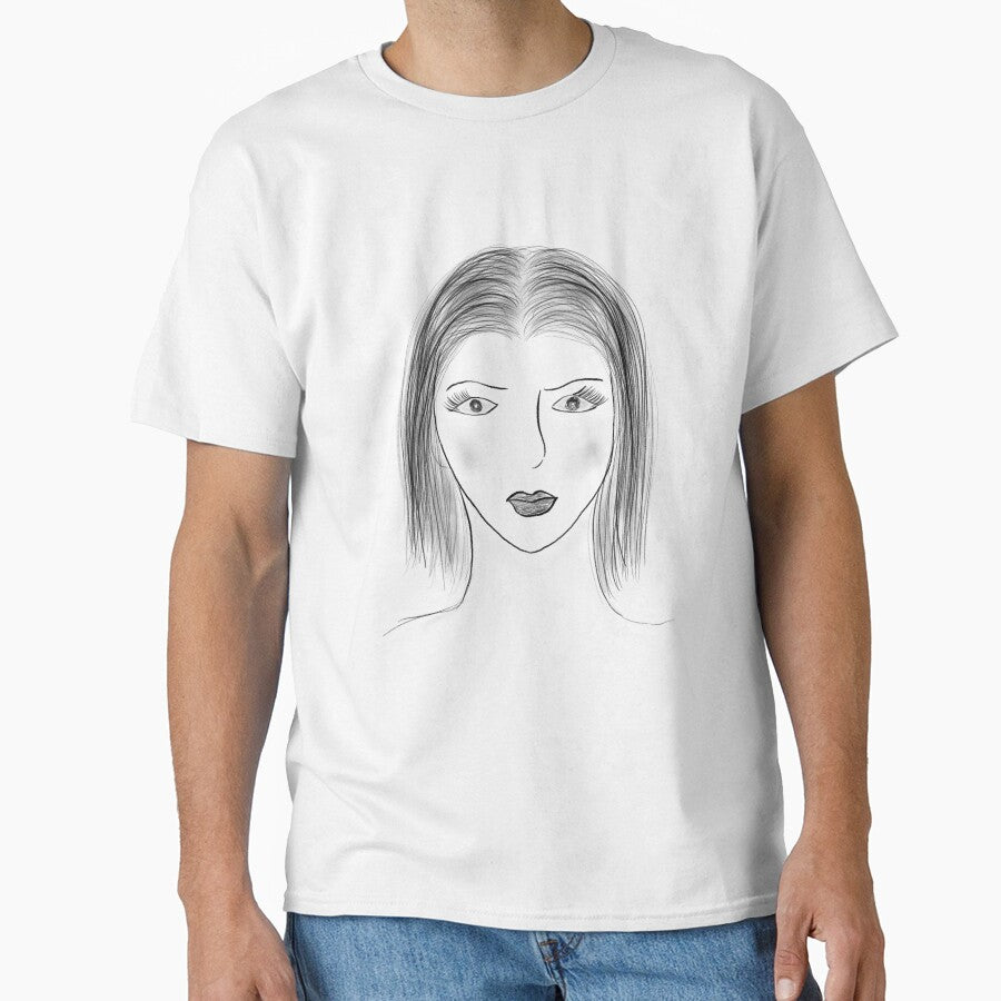 Black and White Woman Face Sketch by AtriumHouse