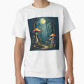 Mystical Mushroom Forest – Moon Phase Fantasy Nature T-Shirt by MilaPrintify