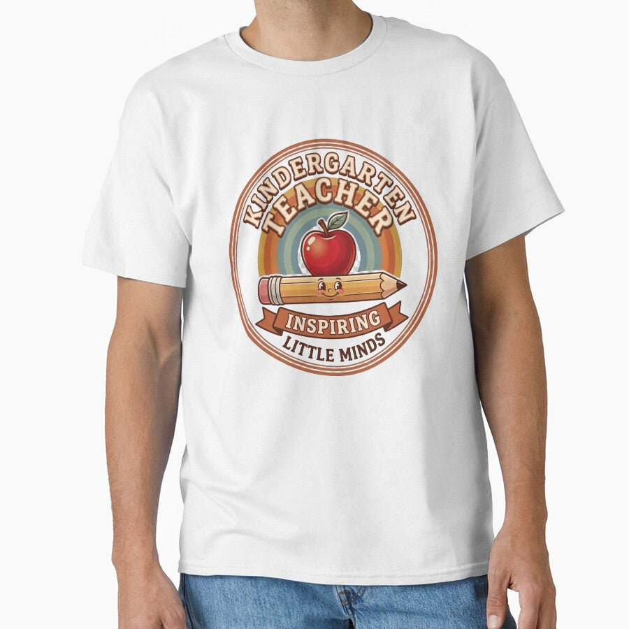 Kindergarten Teacher Retro Vintage Badge | Inspiring Little Minds | Cute Teacher Appreciation Gift by Void and Neon