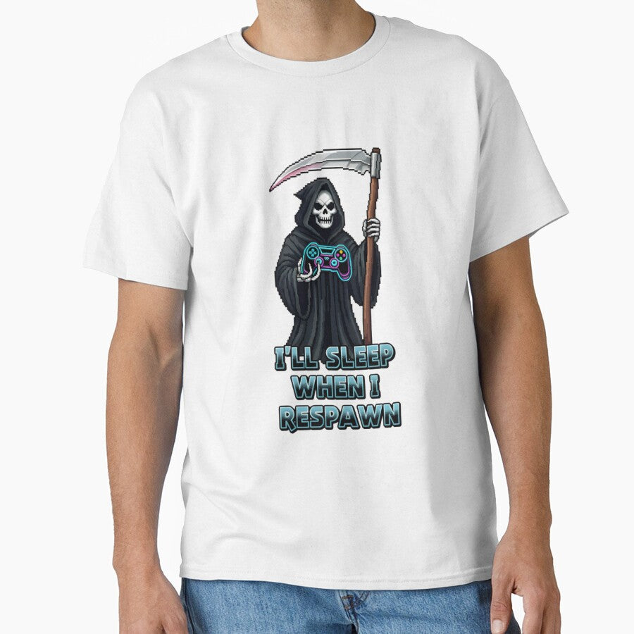 Grim Reaper Gaming Pixel Art Funny Quote by RetroPixel Apparel