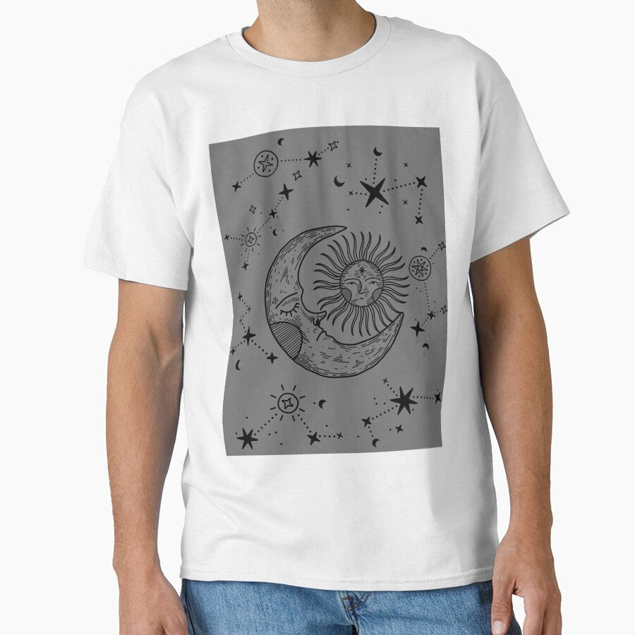 sun and moon celestial modern abstract art by cutecrazytshirt