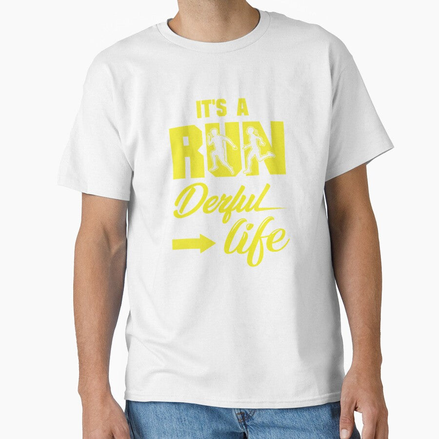 It's A Run Derful Life - Running Quotes -  Yellow, Black, White - Marathoner Gift, Runner's Gift, Running Gift by RaceRunnerz-