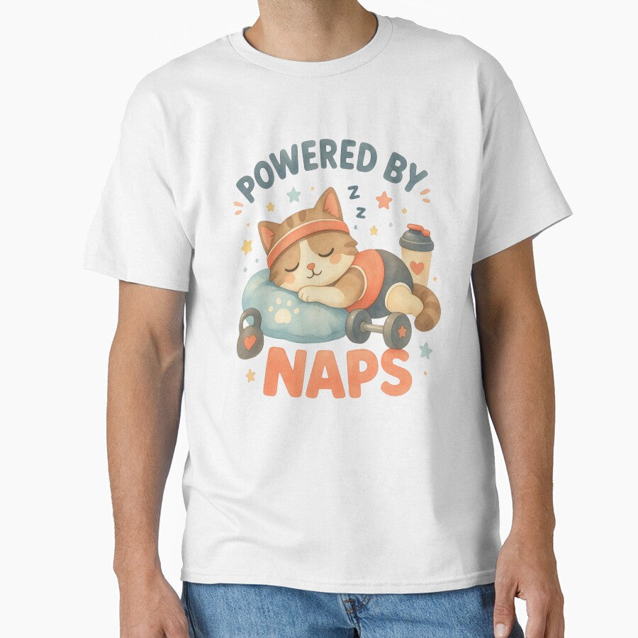 Powered by Naps Cat – Cute Kawaii Gym Workout Motivation Design by p-frosty-design