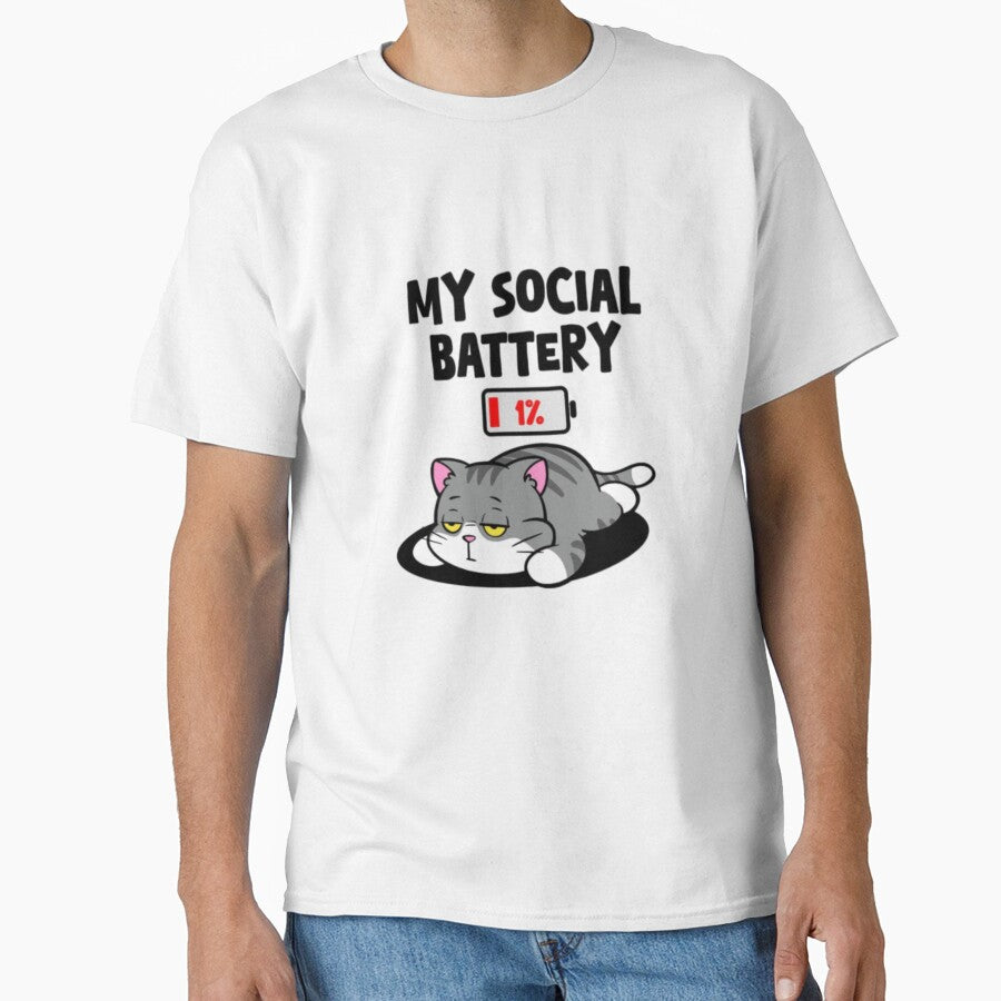 My Social Battery 1% Funny Introvert Cat Cute Cat Sticker by Cute-Corne