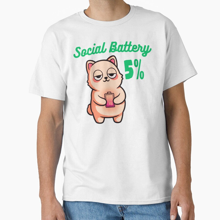 Social Battery 5% – Funny Low Energy Introvert Design by AdicretorDesign