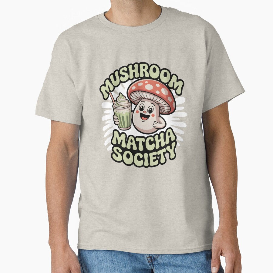 Mushroom Matcha Society Cute Kawaii Matcha Lover Shirt by Raw Tigers