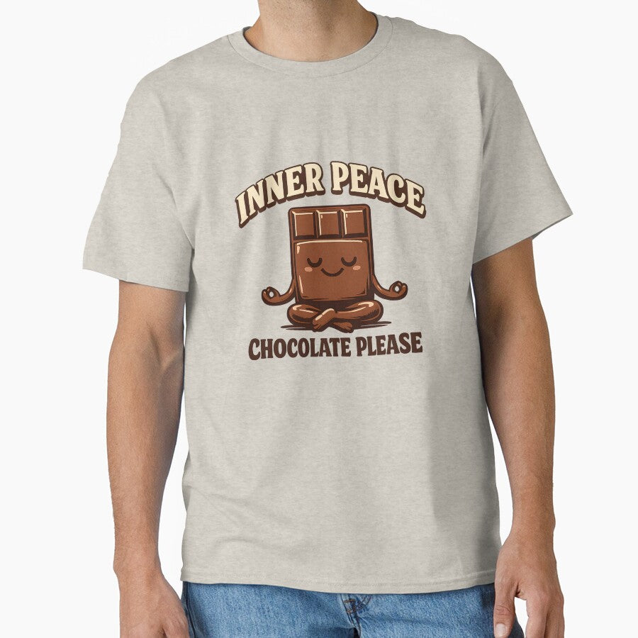 Inner Peace Chocolate Please Shirt, Funny Yoga Chocolate Lover Design, Mindfulness Gift, Yoga Humor by PrintoraSpirit