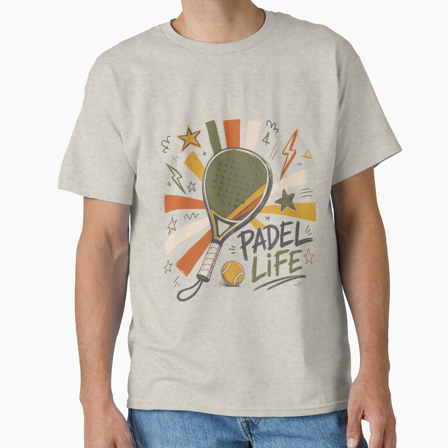 • Padel Life Doodle - Hand Drawn Racket - Mens Retro Aesthetic Sports Gift by BelievingCreate